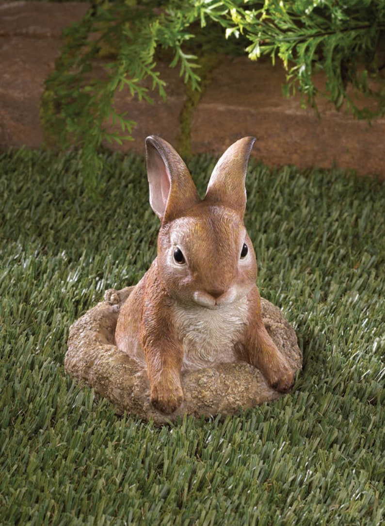 Curious Life-Like Bunny Statue Garden Decors