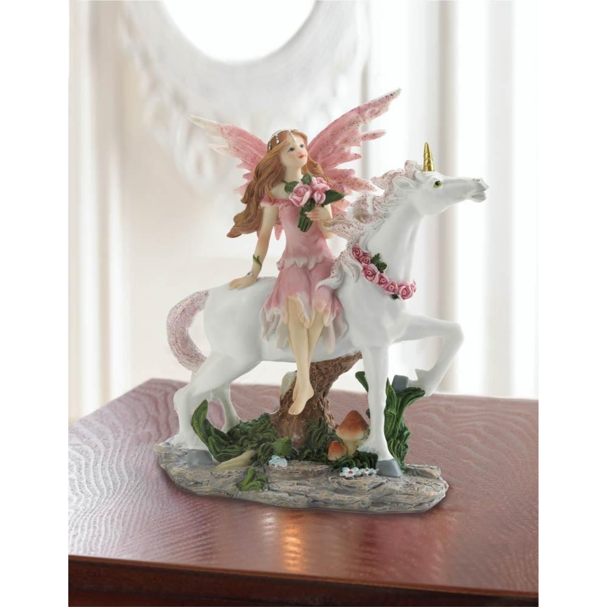 Pink Fairy With Unicorn Figurine Home Decoration