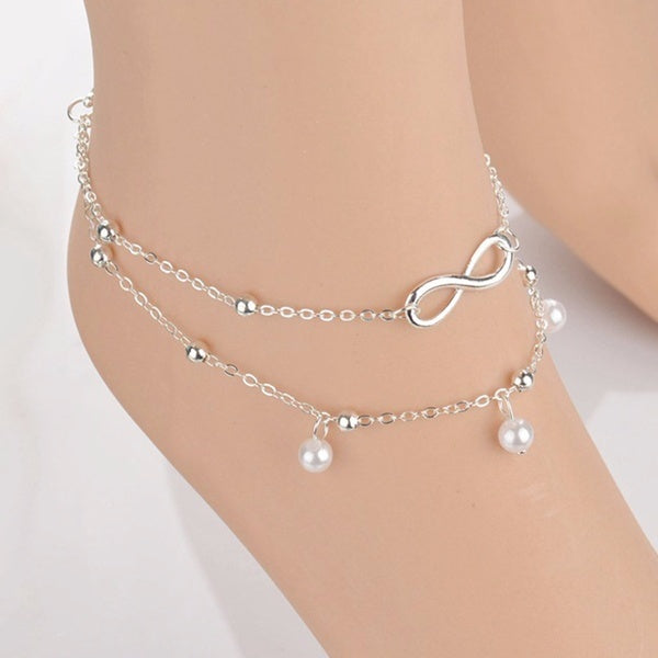 Women Ankle Bracelet Silver-Silver