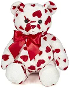 14"  Cutie White Stuffed Animal Teddy Bear with Hearts and a Red Bow for Valentines Day Gift