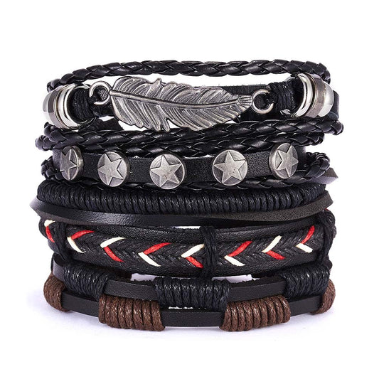 Multilayer Leather Bracelets Set For Men