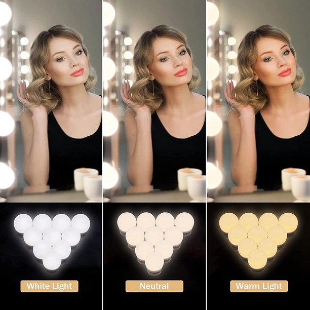 LED Vanity Mirror Lights, 17.7ft Hollywood Make Up w/ 10 Dimmable Led Bulbs, USB w/ 3 Color Modes