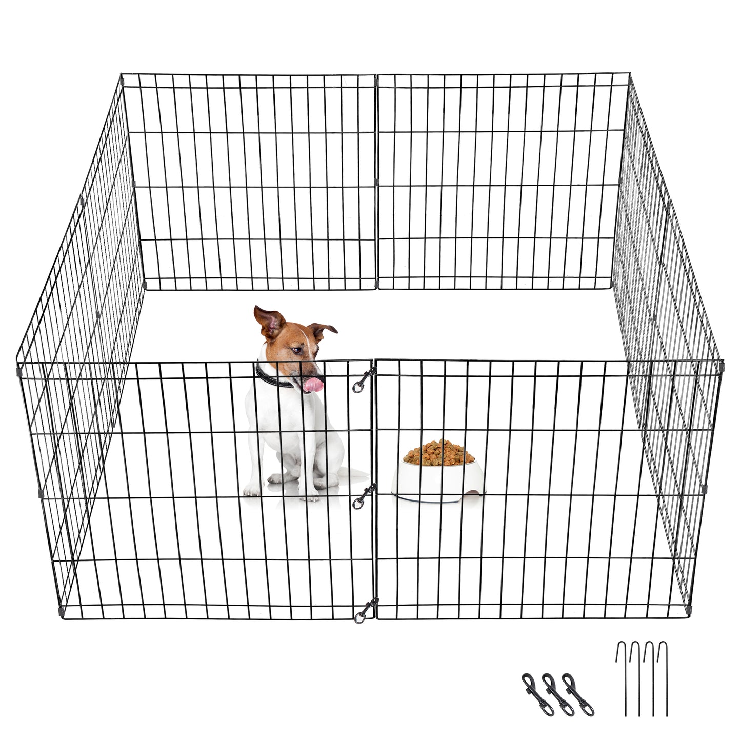 24'' Foldable Metal Exercise Dog Pet Playpen Fence Barrier - 8 Panels