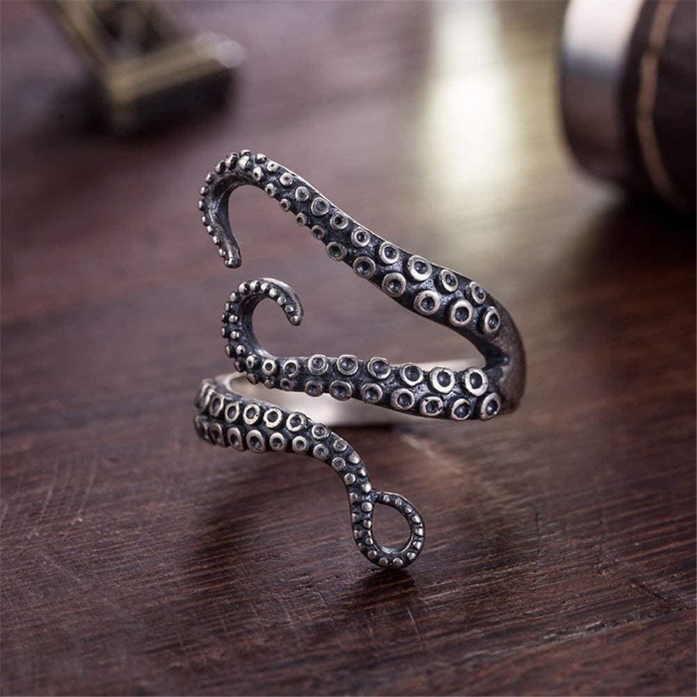 Vintage Titanium Steel Octopus Sea Monster Squid Punk Antique Ring Retro