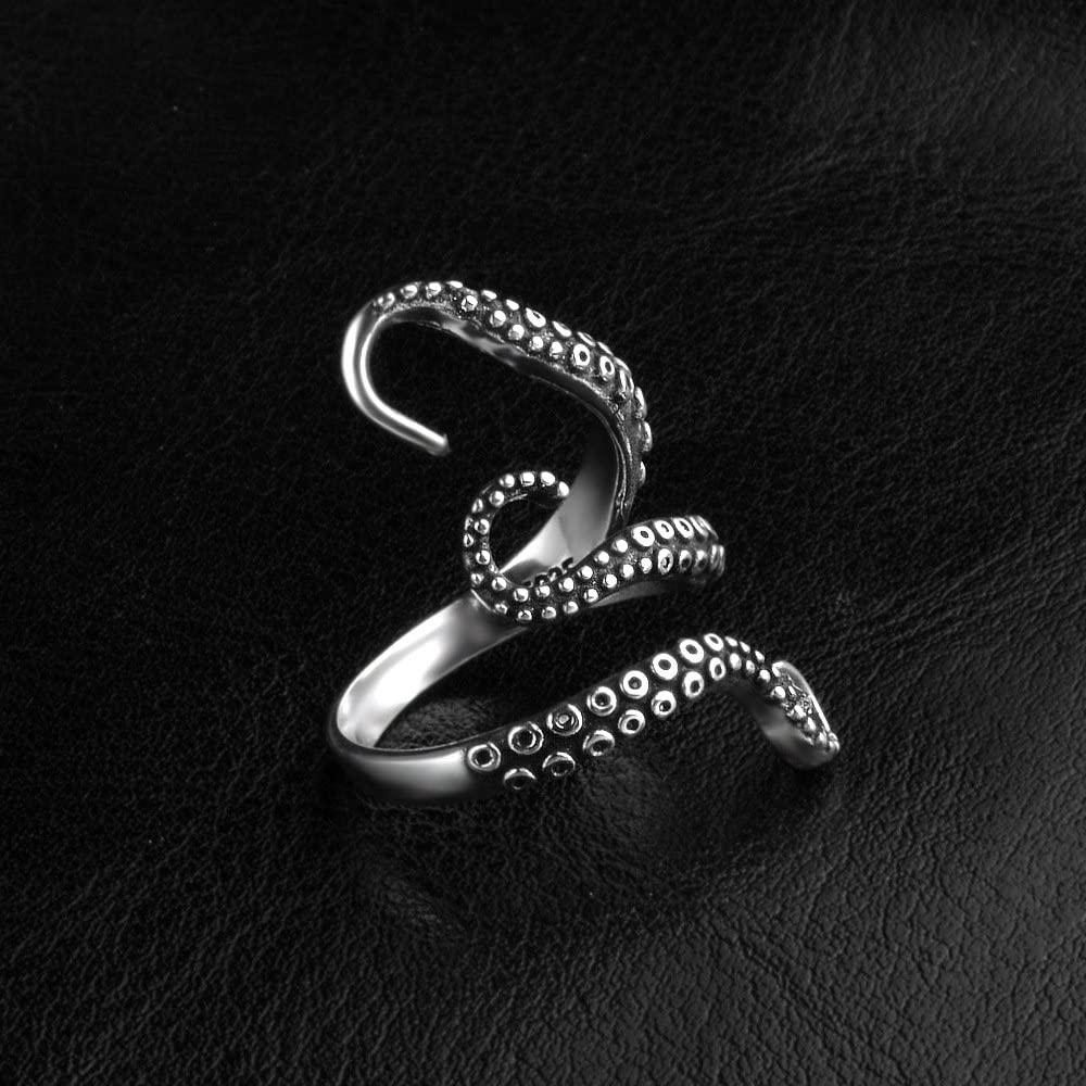 Vintage Titanium Steel Octopus Sea Monster Squid Punk Antique Ring Retro