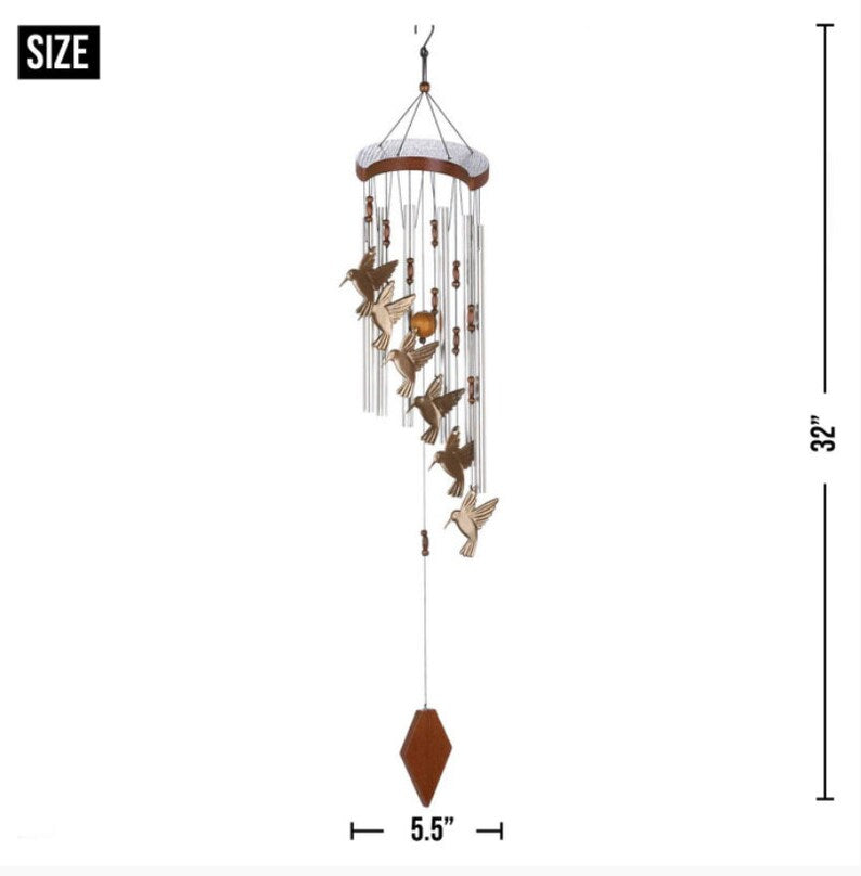 Flying Hummingbirds With Metal Beads Windchimes Home Decoration