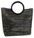 Women's Straw Circle Beach Tote Bag Black