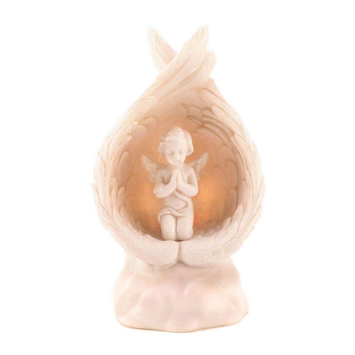 Lighted Wing Praying Angel Figurine Spiritual Tabletop Statue Home Decor