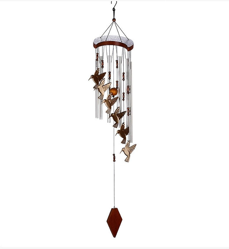 Flying Hummingbirds With Metal Beads Windchimes Home Decoration