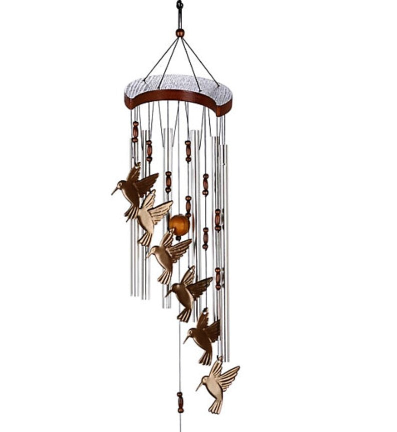 Flying Hummingbirds With Metal Beads Windchimes Home Decoration