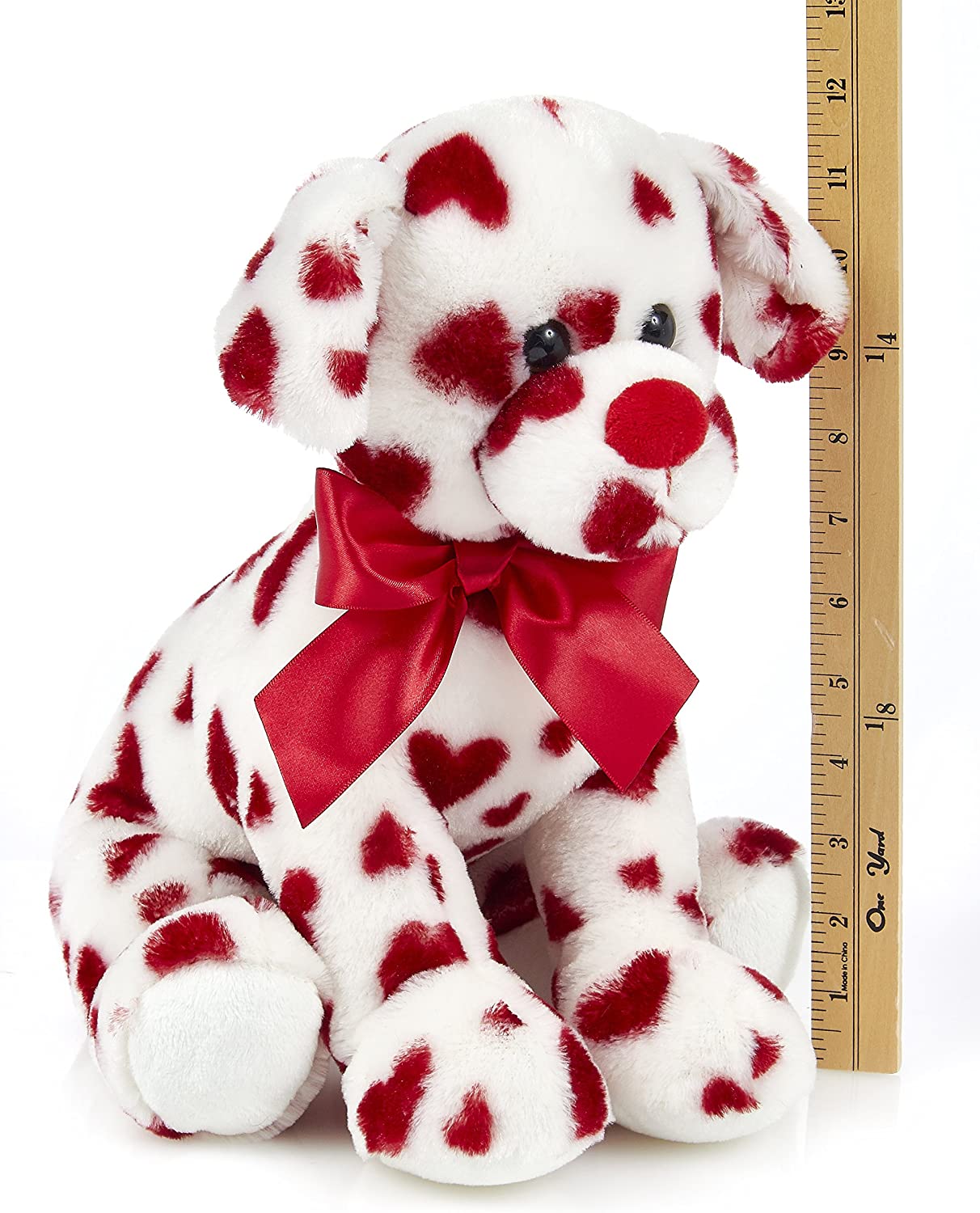 Romantic Rover Stuffed Animal Plush with Hearts & Bow Valentines Gift