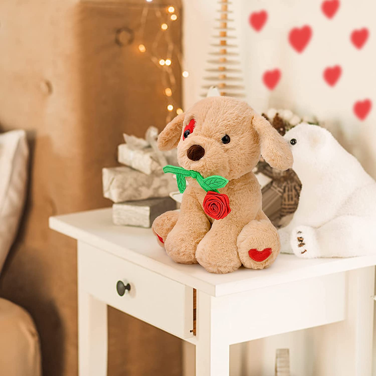 I Love You! 11'' Teddy Bear with Red Heart Valentines Day Gifts for Her,  Soft Plush Bear Doll Stuffed Animal Toys for Kids - Walmart.com
