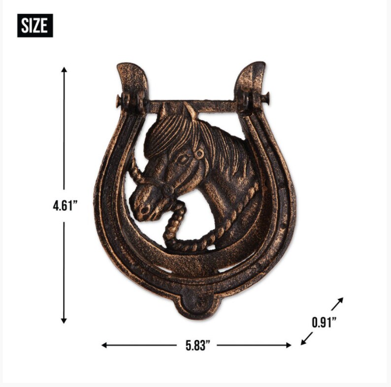 Horse Mare Shoe Head Main Door Knocker Garden Shed Stable Cast Iron