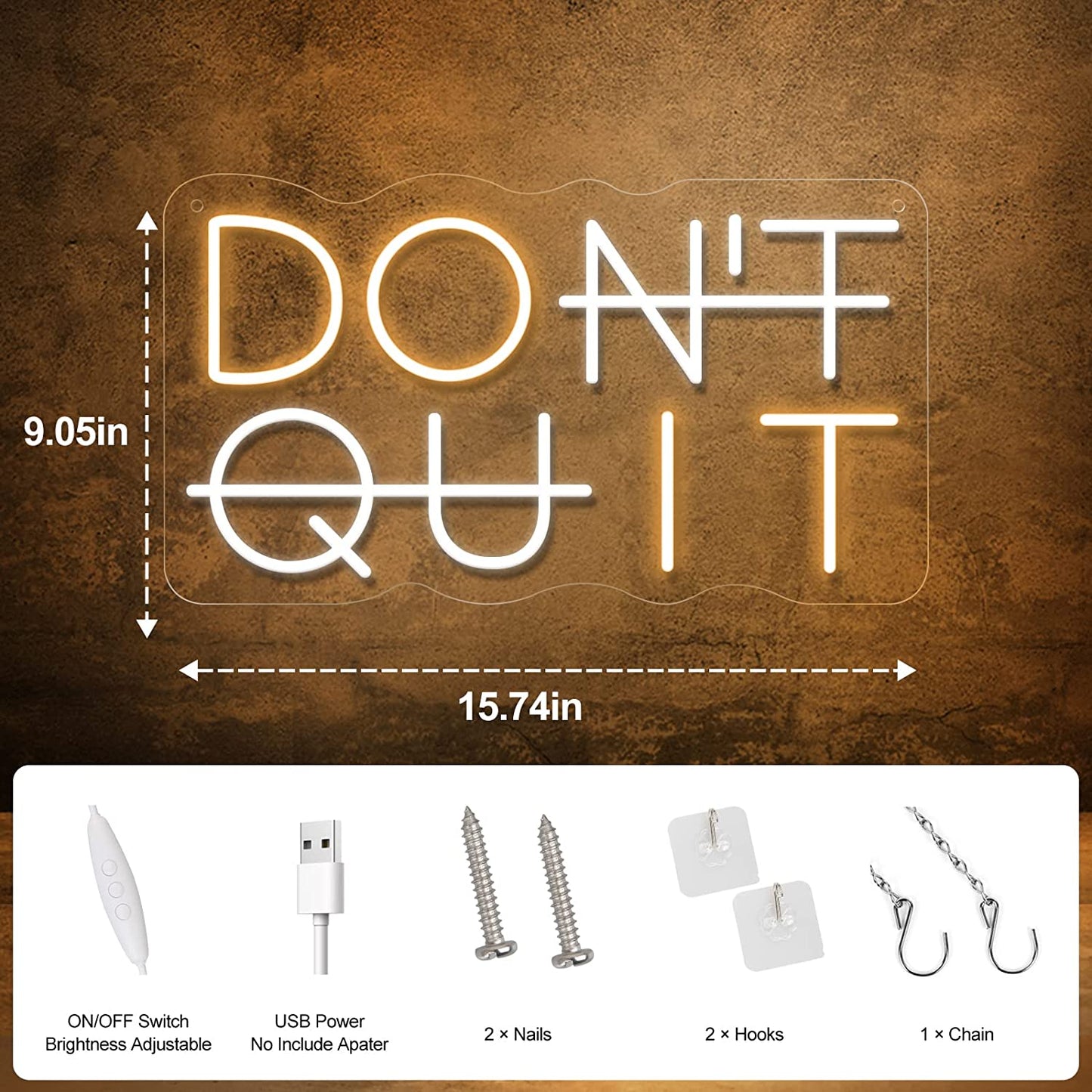 Don't Quit LED Neon Sign for Wall Decoration