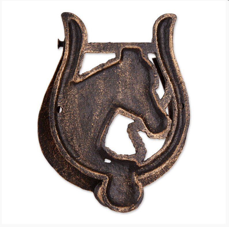 Horse Mare Shoe Head Main Door Knocker Garden Shed Stable Cast Iron