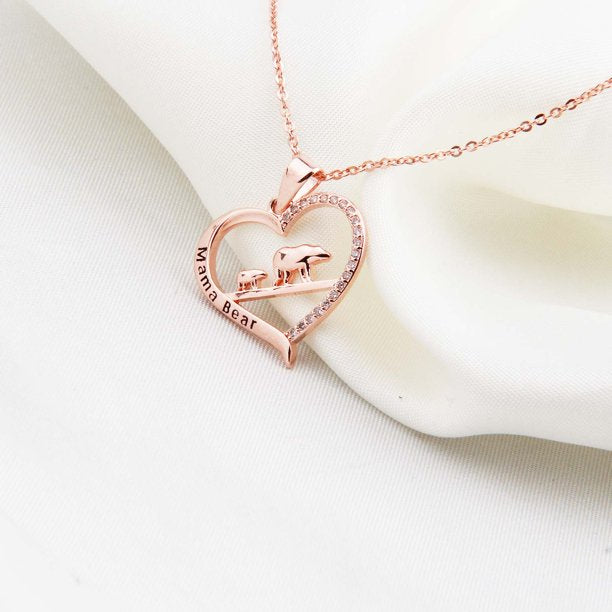 Mama Bear Necklace Perfect Gift for Wife/Mom Mother's Day Gift-Rose Gold 1