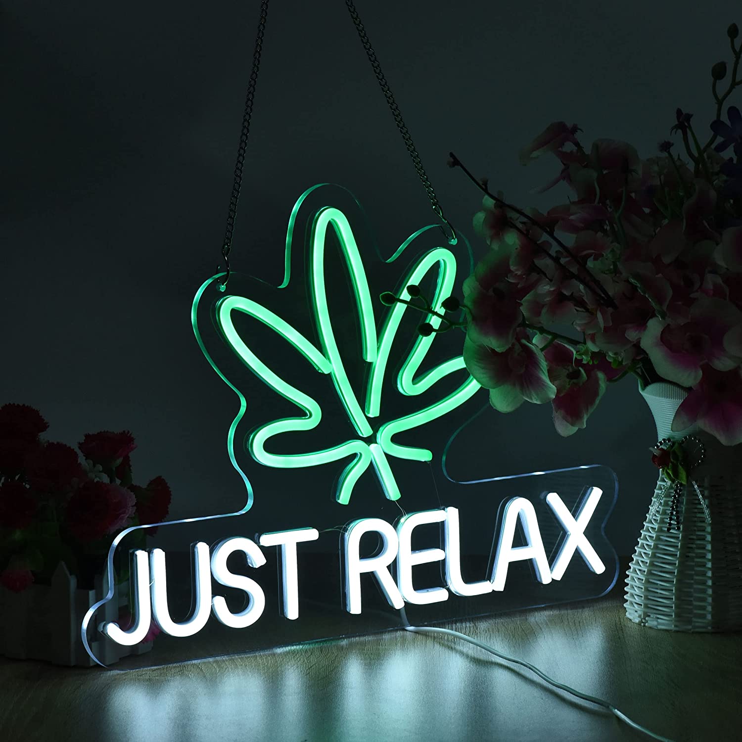 Just Relax LED Neon Lights Signs for Wall Decoration,Powered by USB w/ Dimmable Switch