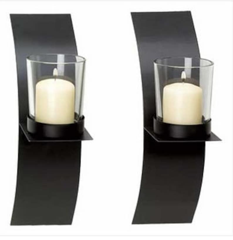 Set of 2 Modern & Chic Matte Black Metal Wall Mount Sconce