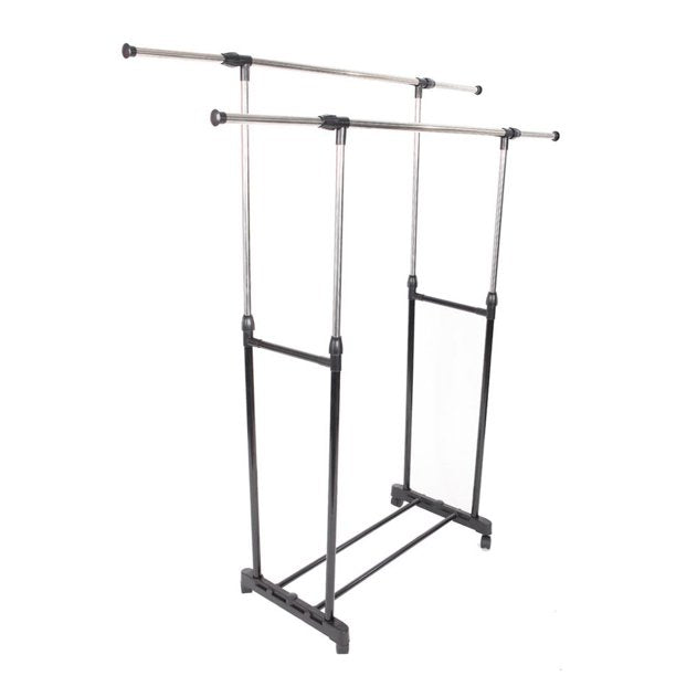Adjustable Double Rod Garment Rack Rolling Bar -for Clothes Hanger Shoes