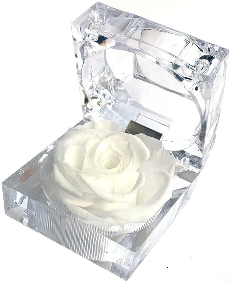 Preserved Forever Rose Acrylic Ring Box Gift for Women