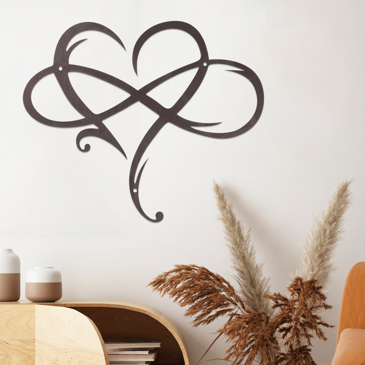 Metal Infinity Heart Hang Art Sculpture for Home Decoration