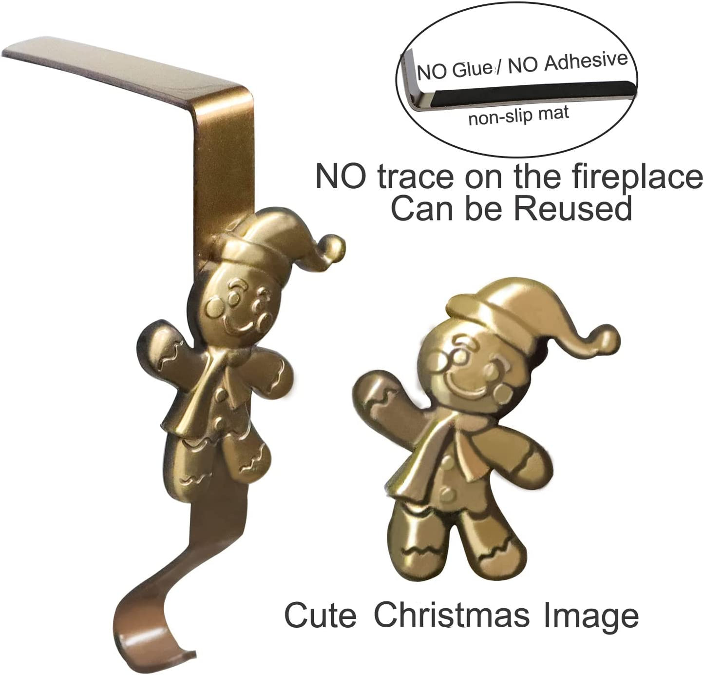 Set of 5 Bronze Christmas Stocking Holder Decoration