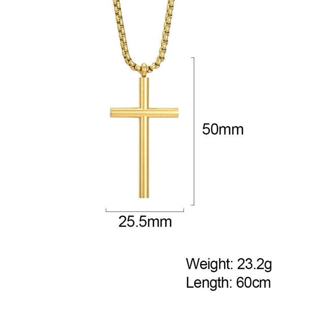 Gold 3D Cross Pendant Necklace Box Chain Choker Religious Jesus Jewelry Amulet