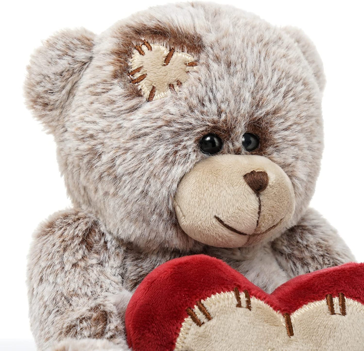 Valentines Day Teddy Bear Stuffed Animals, 8" Plush with Red Heart Pillow for Her (Tan)