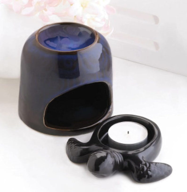 Blue Turtle Oil Warmer, Decorative Porcelain Aromatherapy Burner Essential Oil Melter