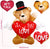 4 FT Valentines Day Inflatable Teddy Bear Outdoor Decoration w/ Love Heart, LED Light