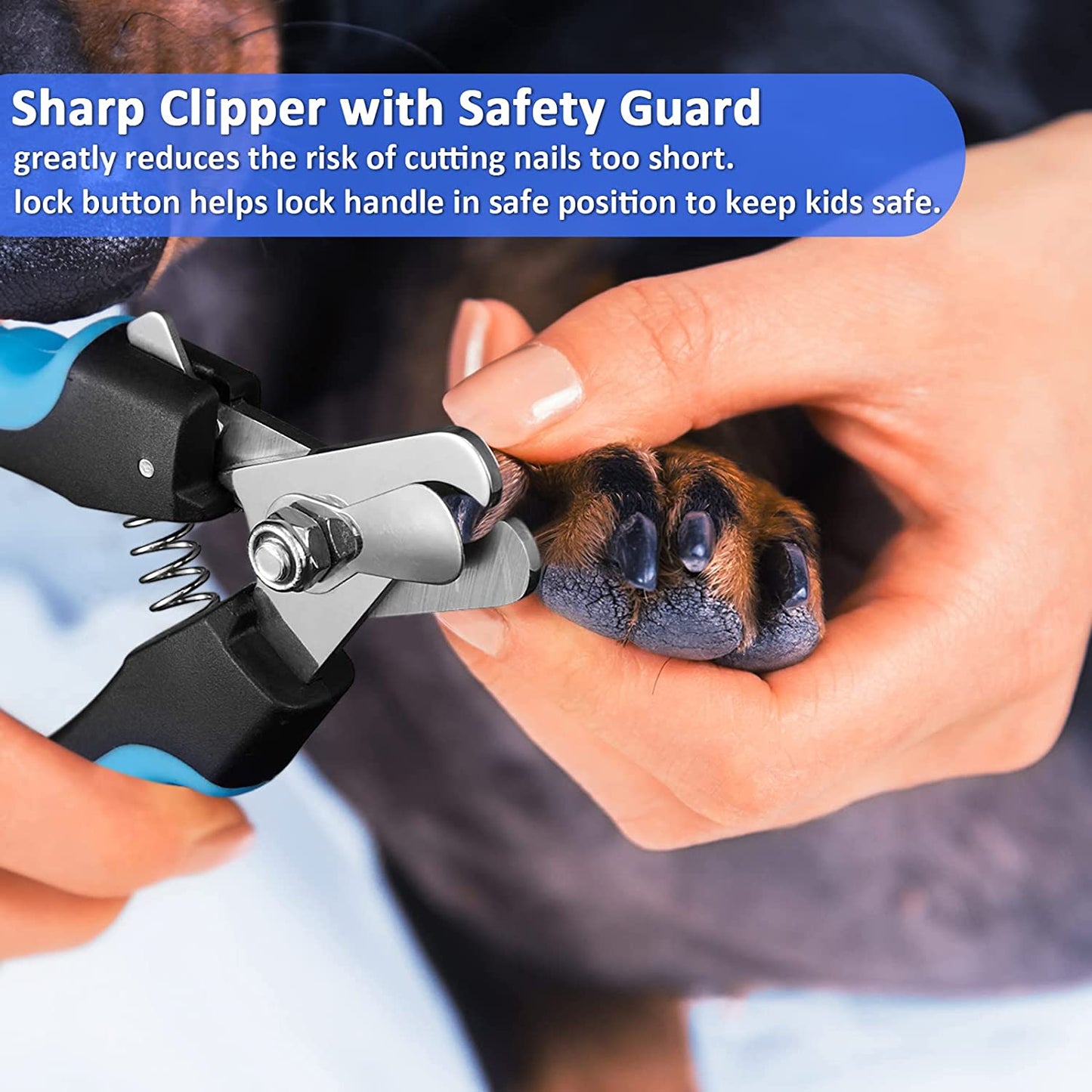 Dog Nail Grinder, Dog Nail Trimmers & Clippers Kit,3 Speeds, 2 Grinding Wheels, Blue Scissors