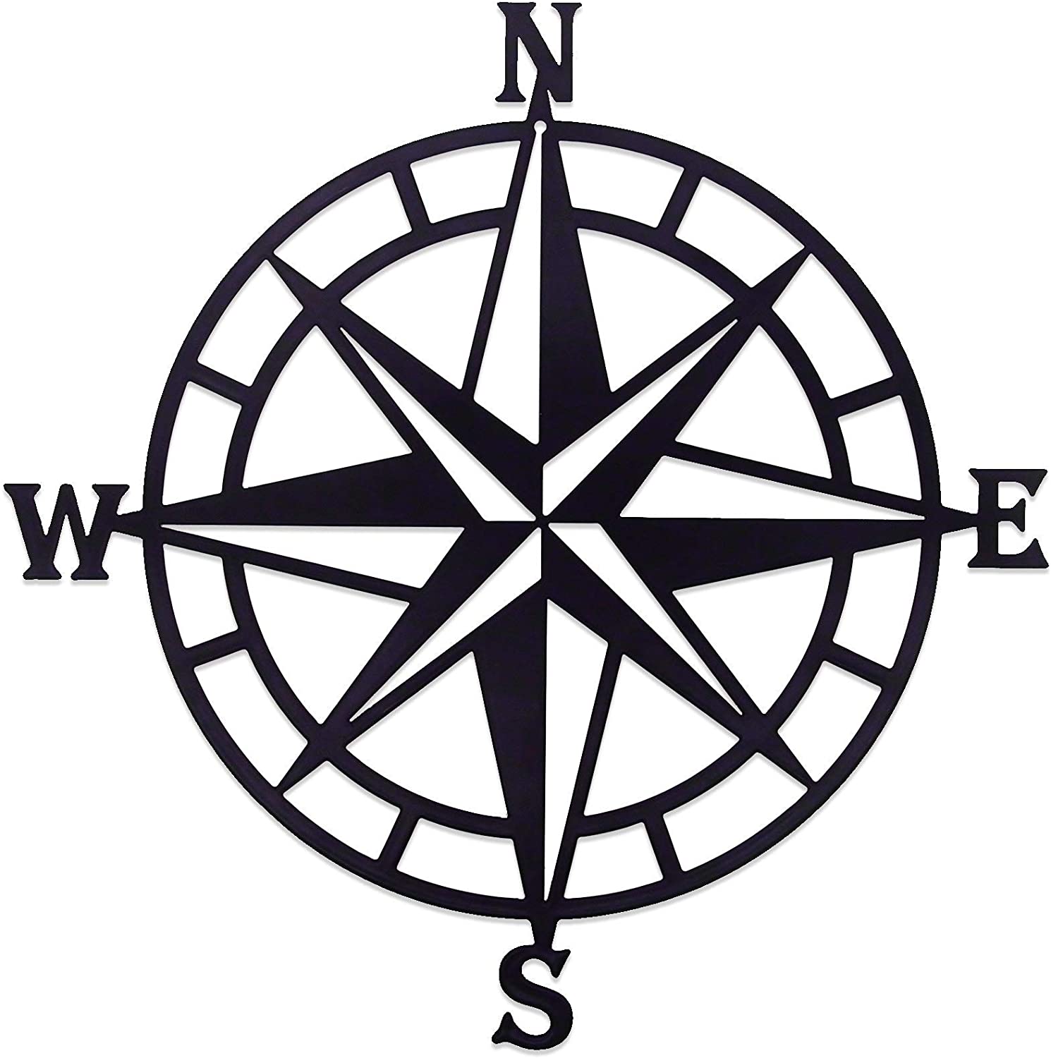 11 Inches Metal Decorative Nautical Compass Wall Decor, Living Room Bedroom (Black)