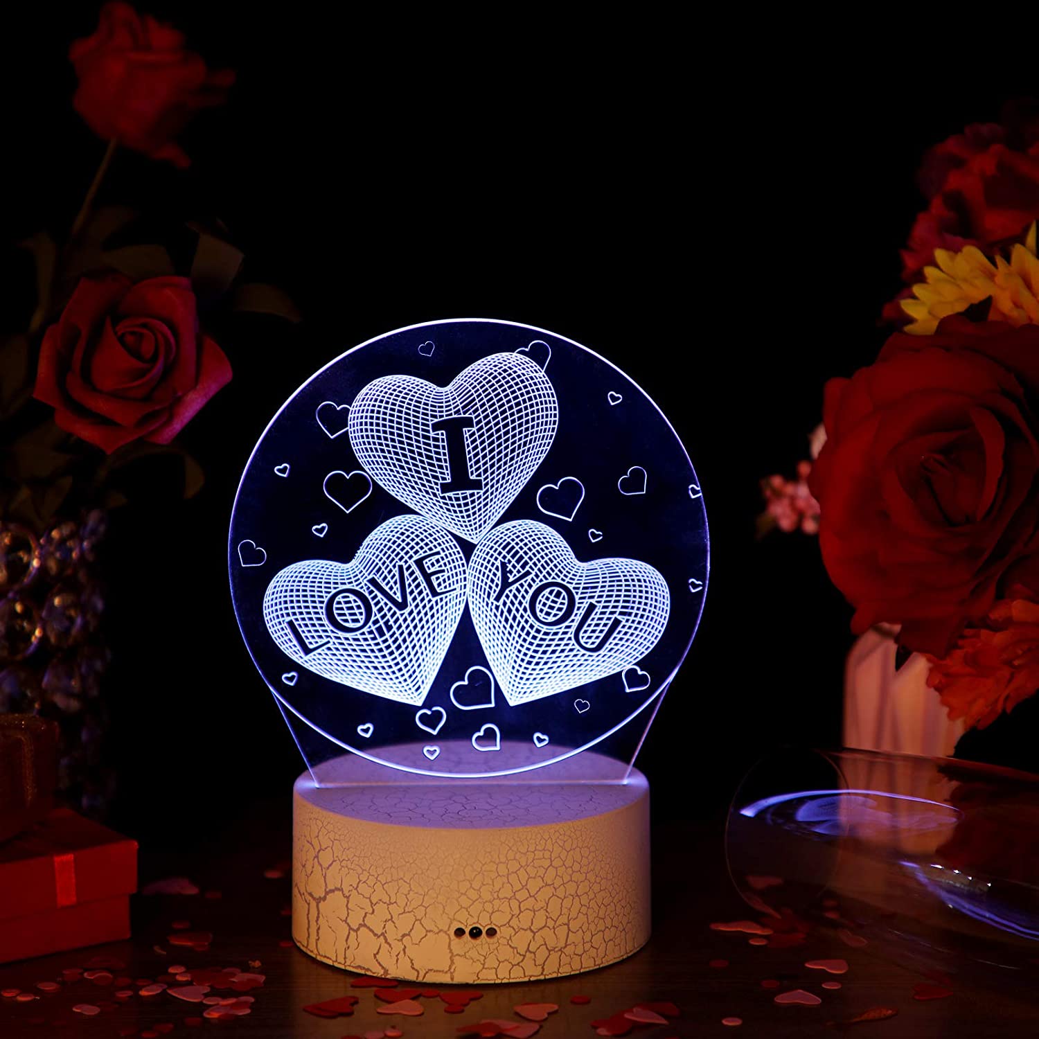 3D I Love You Night Light 16 Colors Change Sleep Lamp, Remote Touch