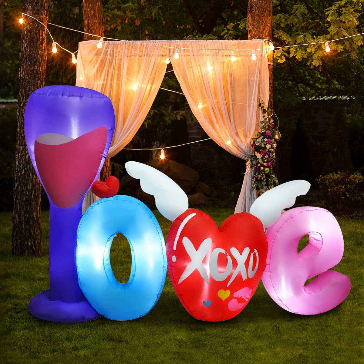 7ft Long Inflatable Valentine Love Letters Decoration, LED Blow Up