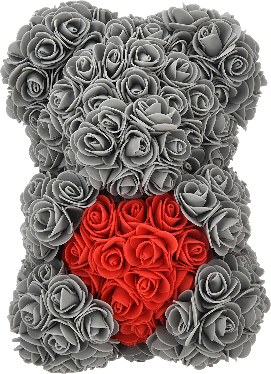 Rose Bear --Over 250+ Flowers on Every Rose Teddy Bear (gray, 10inch) (Gray)