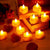 12 Pieces Heart Shape LED Tealight Candles w/ 200 Pieces Silk Rose Petals (Yellow Light, Dark Red Petal)