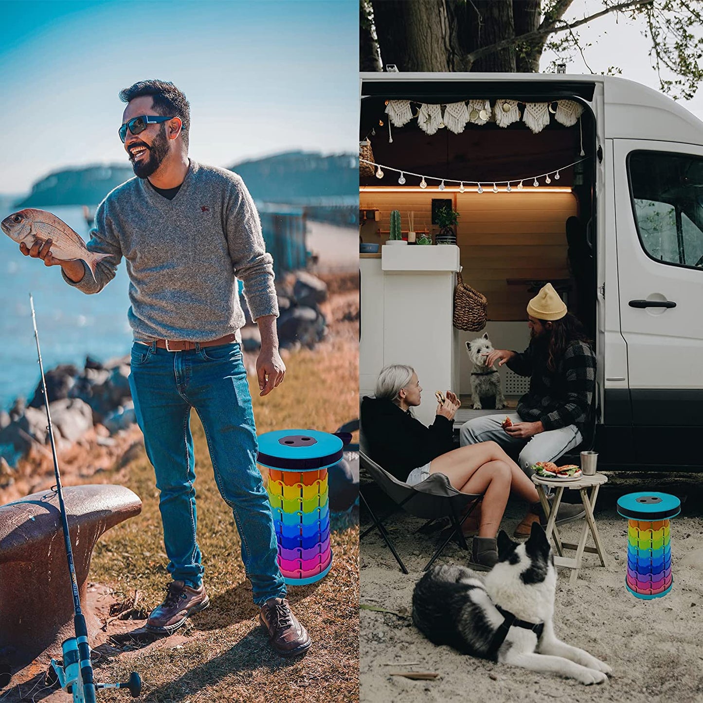 Lightweight Folding Stool Upgraded Collapsible, Retractable Stool w/ Load Capacity 400lbs