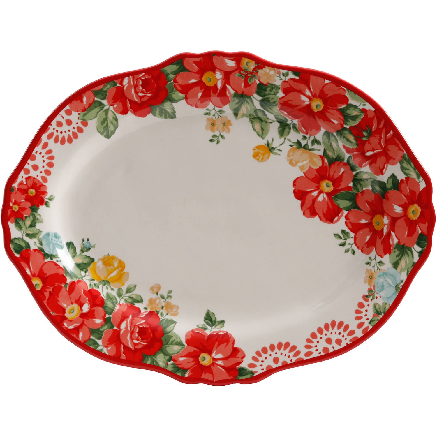 Vintage Floral 14.5-Inch Serving Platter