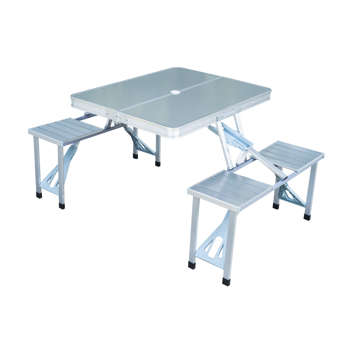 4 Person Aluminum Portable Compact Folding Suitcase Picnic Table Set