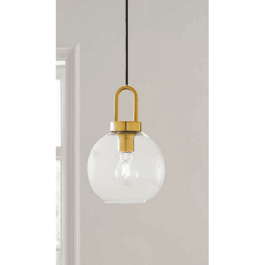 Gold Globe Pendant LED 4.5W(40 Wstts Equivalent) Light Bulb Type Burnished Brass Finish