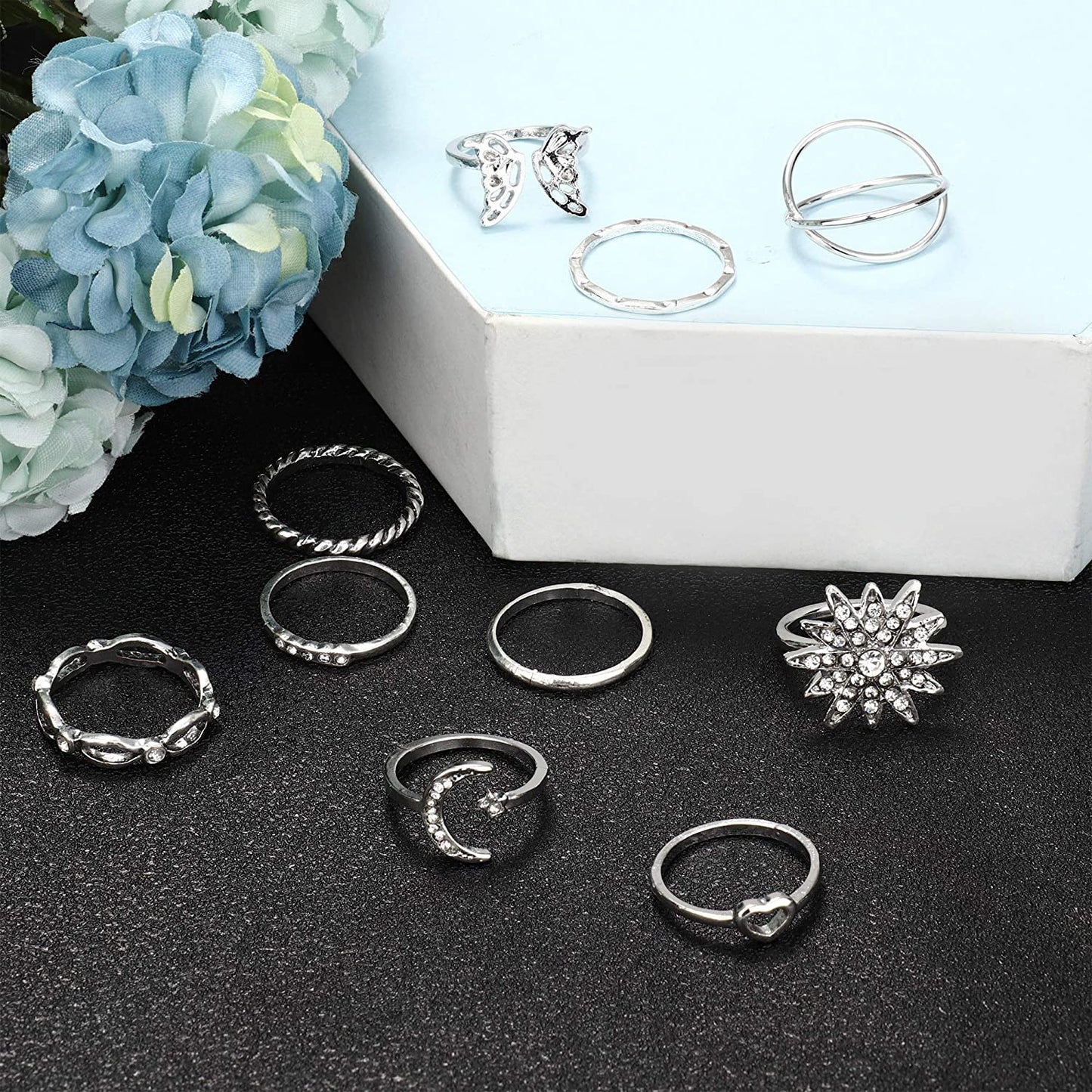 Jstyle 70PCS Knuckle Rings for Women Stackable Joint Midi Finger Ring Set