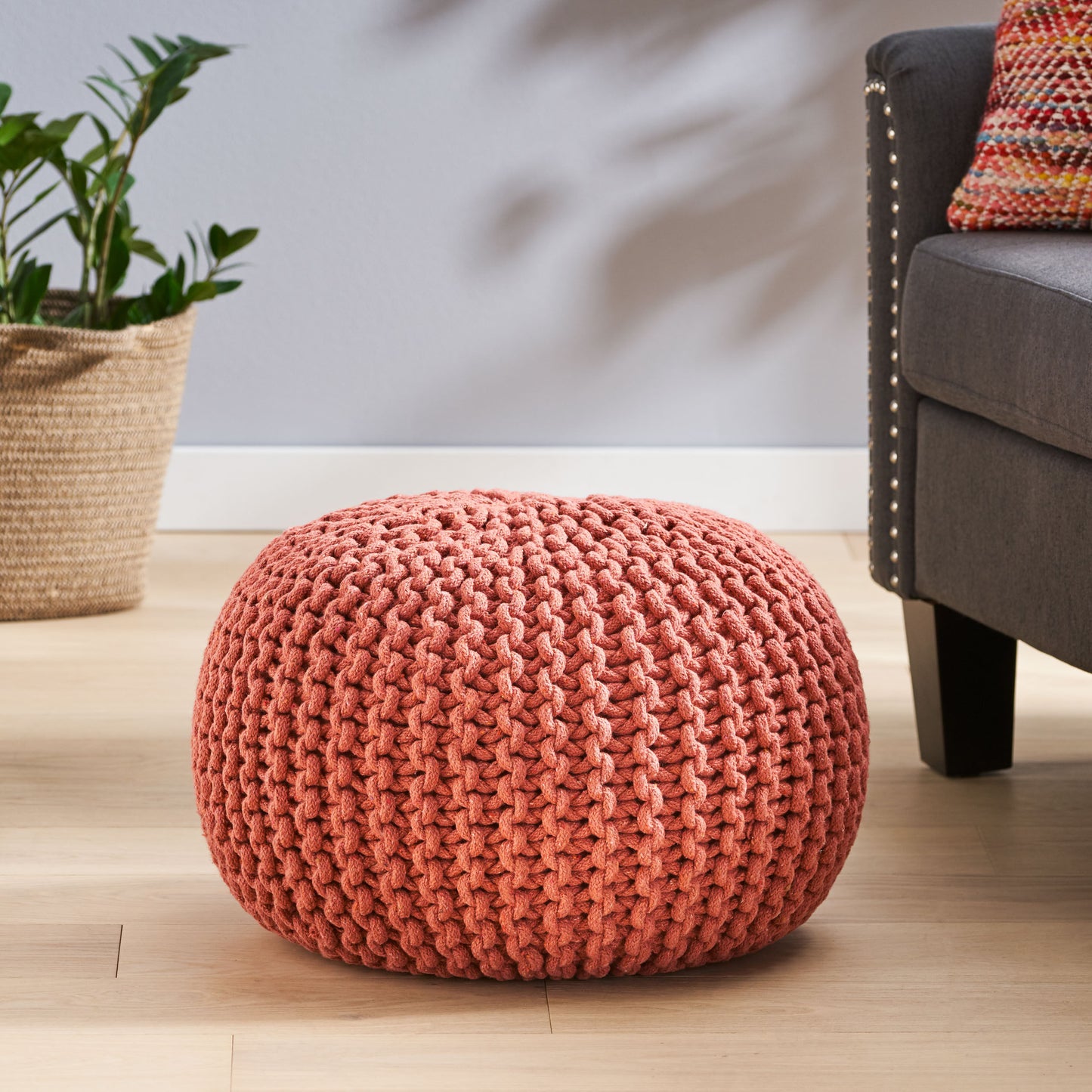 Indoor Bohemian Handcrafted Modern Cotton Ottoman Pouf