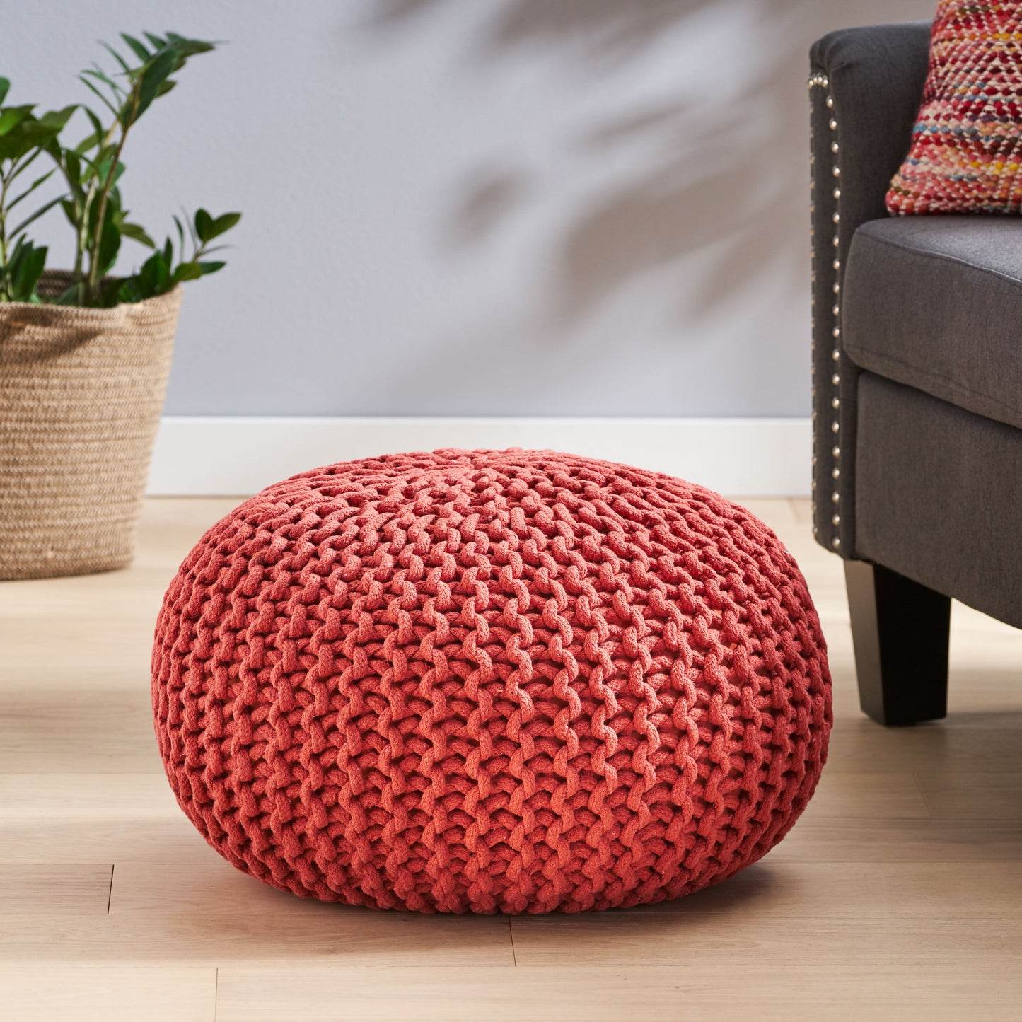 Indoor Bohemian Handcrafted Modern Cotton Ottoman Pouf