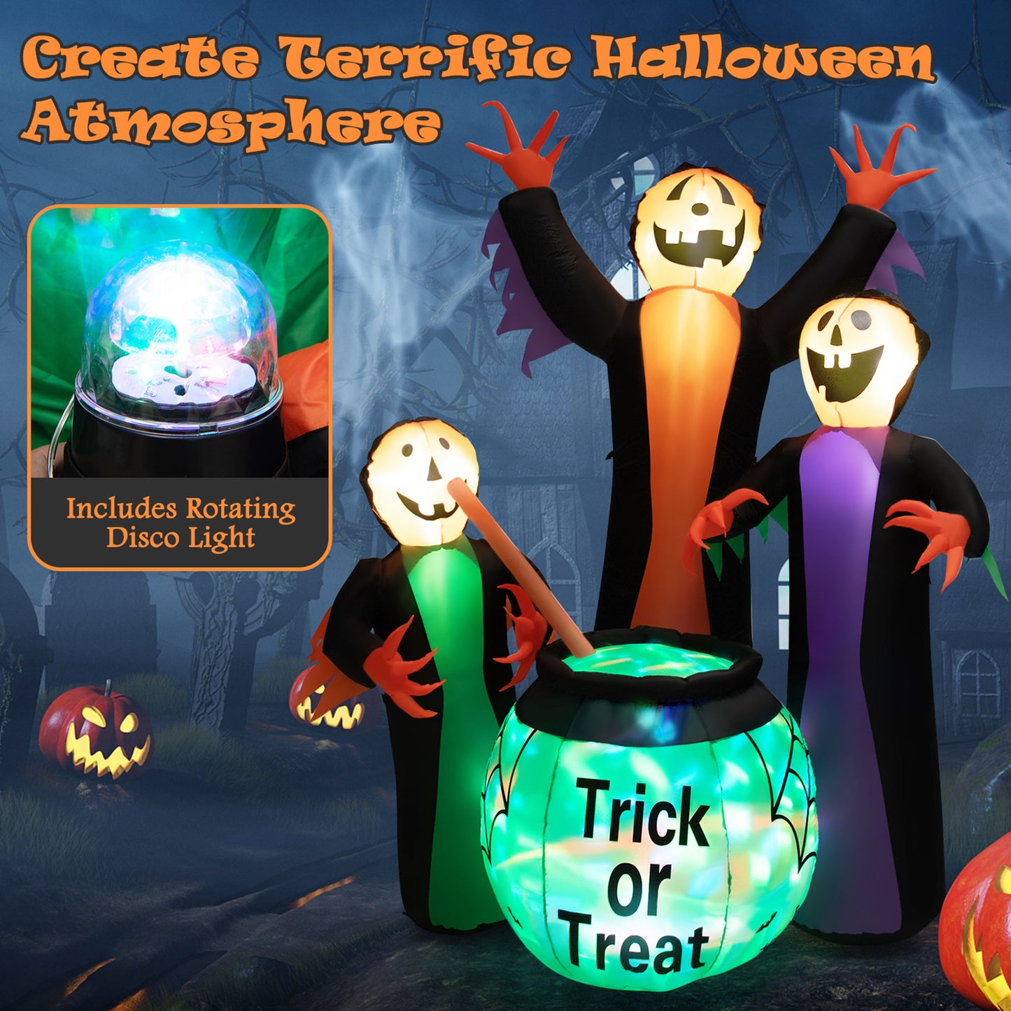8' Halloween Inflatable Witch Decor w/ Bright LED Lights