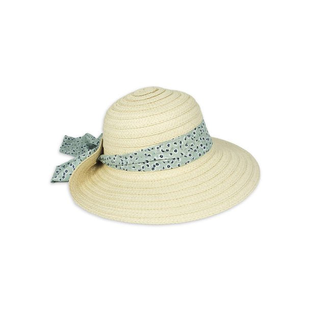 Laundry Women's Asymmetrical Straw Sun Hat w/ Printed Ribbon Scarf -Oatmeal