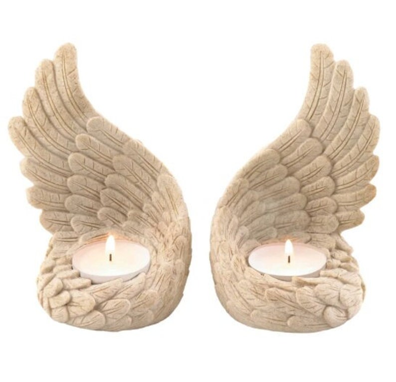 Angel Wings Tealight Set,Candle Holder Figurine Home Decoration