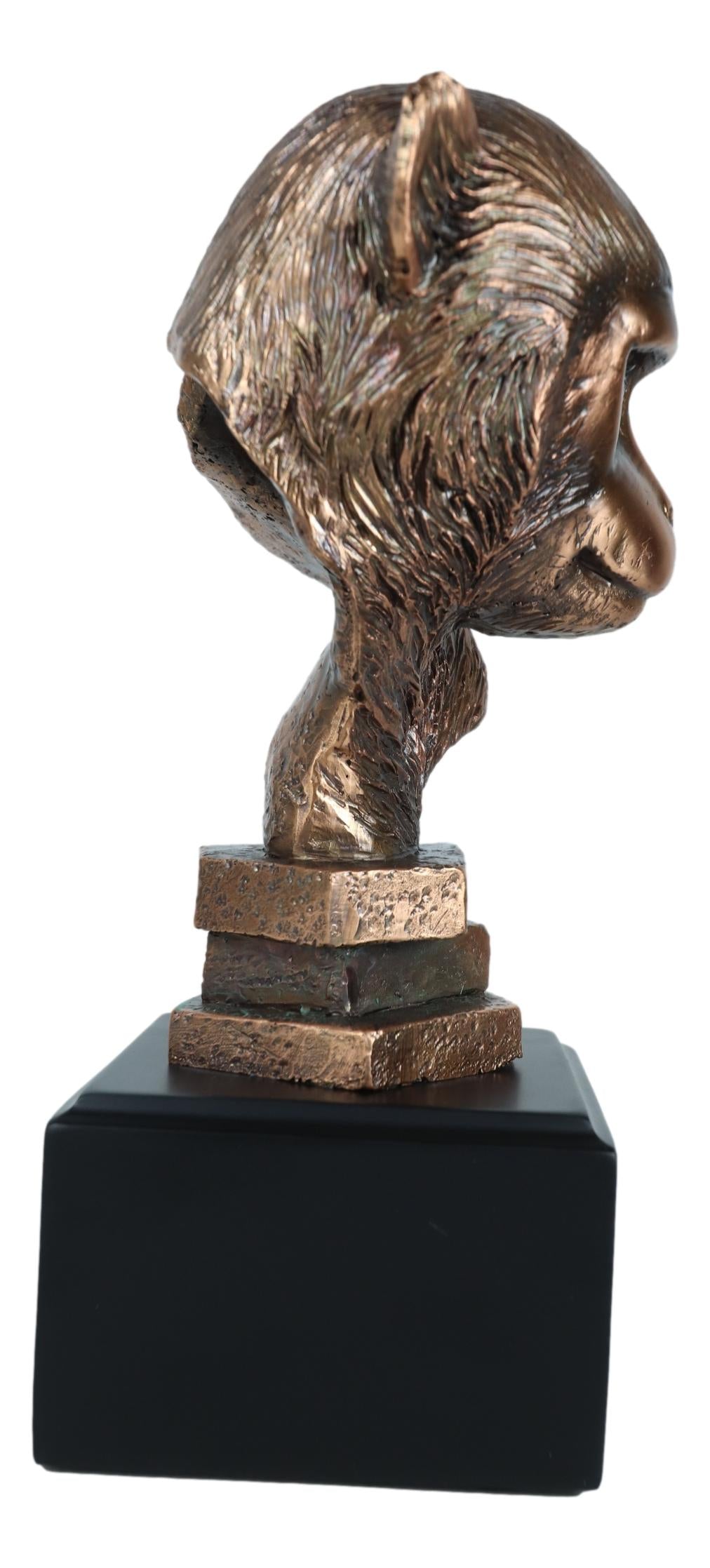 Chimpanzee Monkey Ape Head Bust Figurine w/ Base