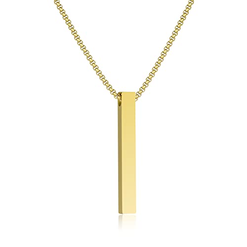 Bar Pendant Necklace for Men Stainless Steel 22inch