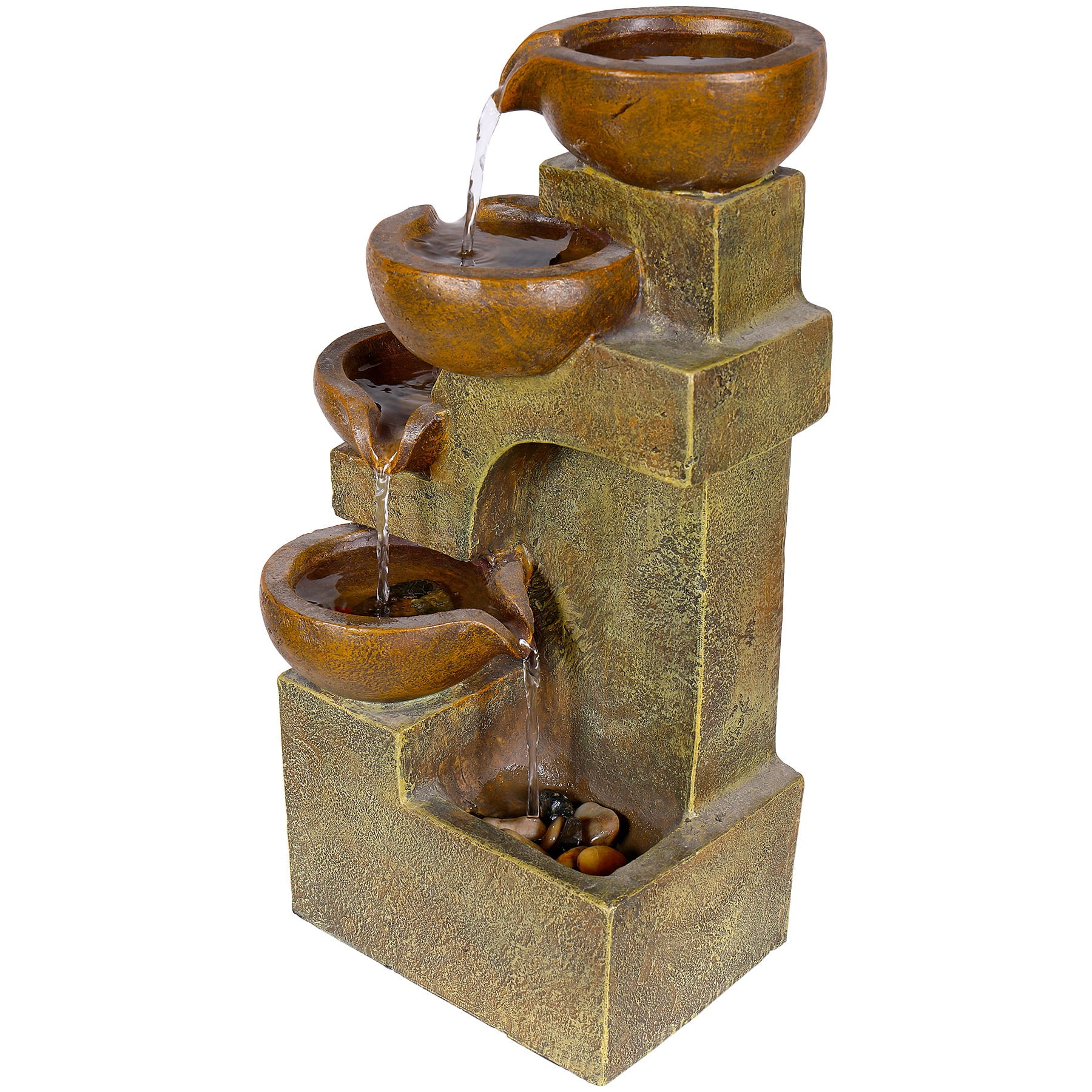 17" 4-Tier Southwestern Cascading Tabletop Fountain