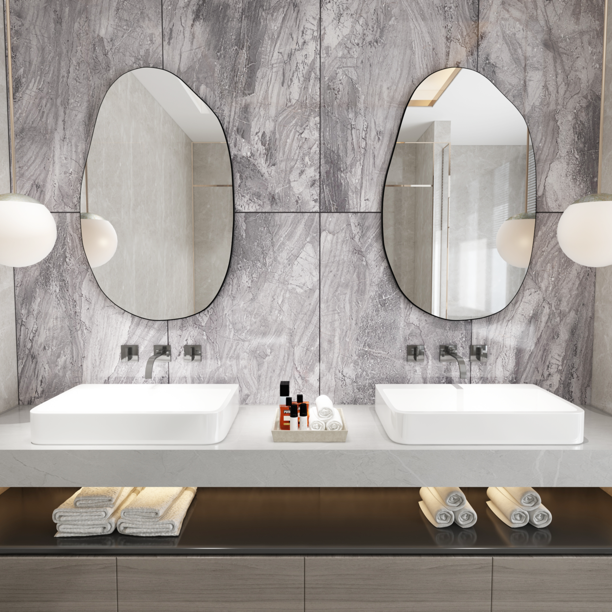 Irregular Wall Mirror, Asymmetrical Large Vanity Mirror for Wall Bathroom 33.5×20.5 inches